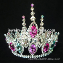 Fashion Metal Silver Plated King Crown with red crystal Pageant crowns for girls